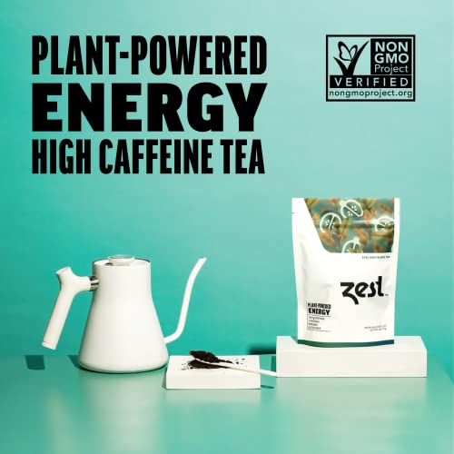 Zest 150mg High Caffeine Energy Loose Leaf Blend - Earl Grey Black Tea - 4 Oz - Hot or Iced - All Natural Strong Flavored Healthy Coffee Alternative Highly Caffeinated Substitute - Perfect for Keto - Thumbnail 3
