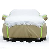 Car Snow Cover Compatible with C hevrolet Camaro Gen 6 (2016–2024) Accessories,Car Cover Waterproof All Weather,Winter Outdoor Covers for Rain Sun UV Protection with Zipper,Khaki