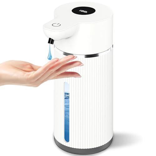 Automatic Liquid Soap Dispenser Touchless, 4-Level Adjustable Electric Hand Wash Dispenser, USB Rechargeable 420ml Kitchen Bathroom Soap Dispenser for Bathroom Countertop, Kitchen, Clog-Free (White)