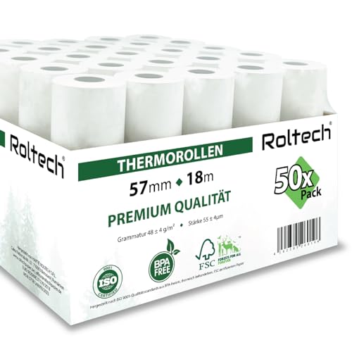 Papier thermique EC Cash 57mm x 18m pour terminal de paiement Lot de 50 bobines
