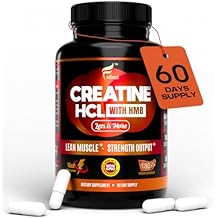 Creatine HCL Capsules with HMB - Workout Supplement for Men & Women, Muscle Builder, Endurance, Strength, Superior to Monohydrate Instantized for Max Absorption, No Load, No Bloat, 180 Vegan Capsules