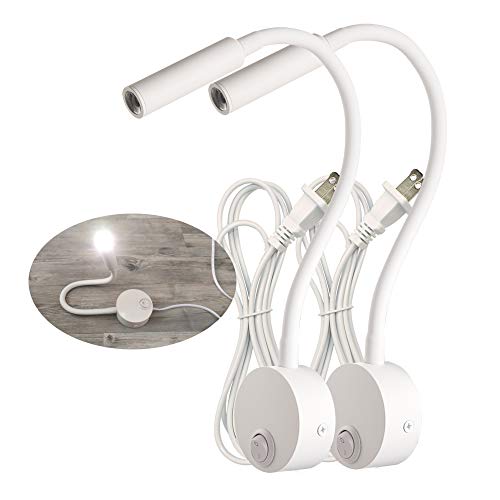 Image of 2-Pack Wall Mount Reading Lamp, 6000K Pure White 25 Focused, Ideal for 3D Print Machine Crafting Workshop Studio Marine Crew Berth Bunk Bed, Fixed Install (White)