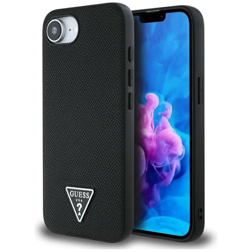 CG Mobile Guess Coque de Protection Triangle grainé Compatible avec MagSafe pour iPhone 16e (Noir)