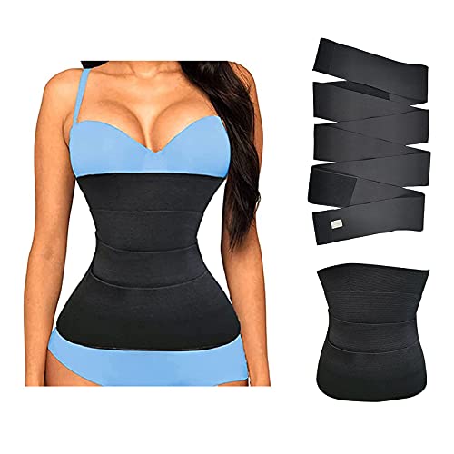 Corsets Waist Trainer For Women Adjustable Tummy Wrap Waist Trimmer Belt Fashion Body Shaper Weight Loss (Black, 4m)