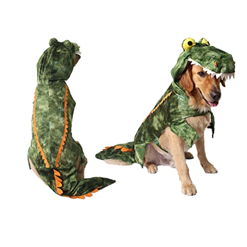 GREENADSCAPE Disfraz De Cocodrilo para Perro Traje Cálido para Mascotas Ropa para Perros Pequeños Talla S Accesorio Ideal para Otoño e Invierno