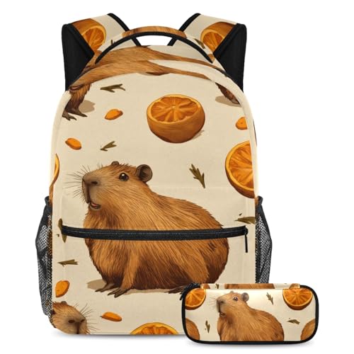 Sac à dos Capybara 2 pièces avec trousse, le cadeau parfait pour la rentrée scolaire