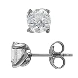 Silvershake 1.9 Ct 6MM Genuine White Topaz Gemstone 925 Sterling Silver Stud Earrings