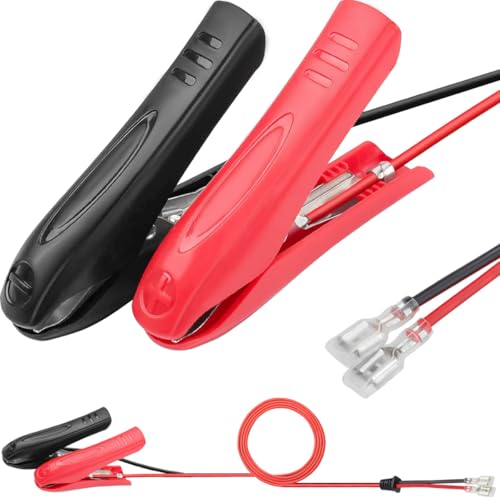 DAOKAI Batterie Krokodilklemmen 12V 24V PVC Kupferkern Batterieklemme Clip-On mit Quick Splice Crimp Lock Terminal Verlängerungskabel 18AWG 1.8m für Batterieladung