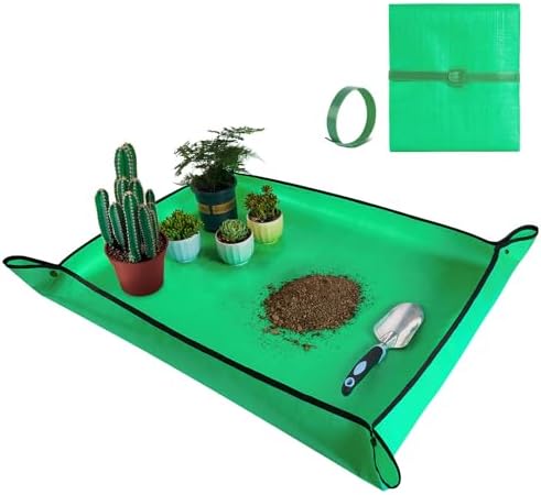 HNXTYAOB 39.5"x 31.5" Large Repotting Mat for Plant Transplanting and Mess Control Thickened Waterproof Potting Tray Plant Gifts for Women Green