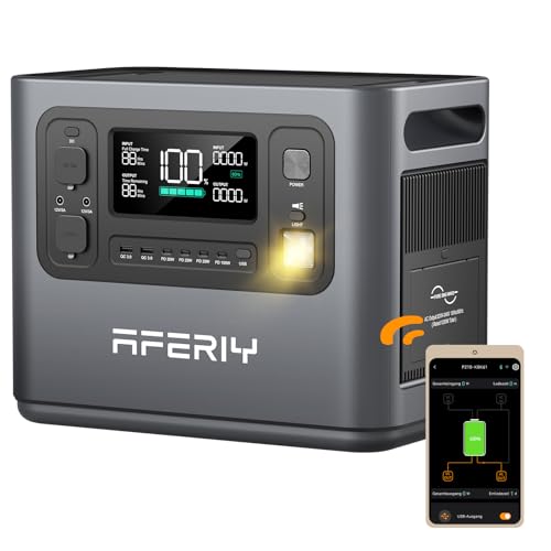 AFERIY 1800W 1024Wh Portable Power Station,P180 Solar Power Generator,Fast Charging 0-90% in 60 Minutes, 140W USB-C Output,220V-240V,LiFePO4 Battery UPS for Camping, Road Trips, Home,7-Year