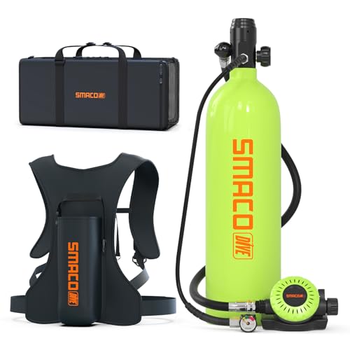 SMACO S700 Plus Mini Scuba Tank 1.9L Portable Diving Tank Reusable Pony Bottle for Underwater Exploration Lung Air Tank Kit Diving Cylinder for Emergency Rescue Boat Cleaning Backup Air Source