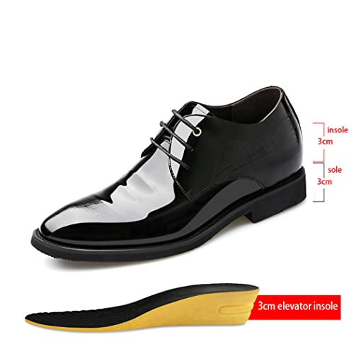 Elevator Shoes for Men Business Oxford Shoes Patent Leather Dress Shoes Lace-Ups Formal Uniform Height Increasing Footwear2