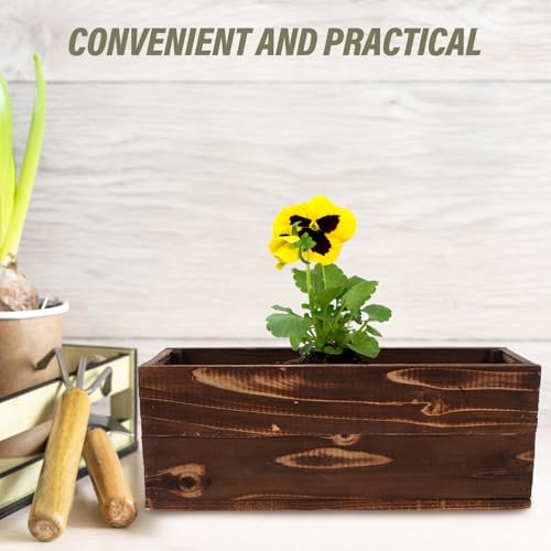 Jardinera de madera rectangular maciza para decorar plantas de exterior en balcones rusticos 4