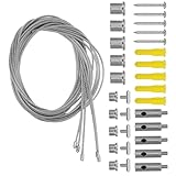 HOMOCONO 5 Sets Stainless Steel Wire Rope Light Suspend Cable Kit Heavy Duty Ceiling Hanging Ropes for Lamp