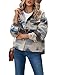 Fall Winter Thick Jackets for Women, Geometric Pattern Loose Fit Lapel Shackets With Pocket, Outdoor Front Button Coats