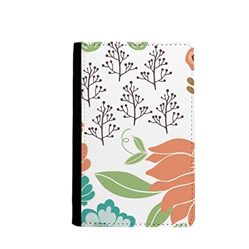 Étui portefeuille passeport de voyage floral blanc orange multicolore 3.7x5.8