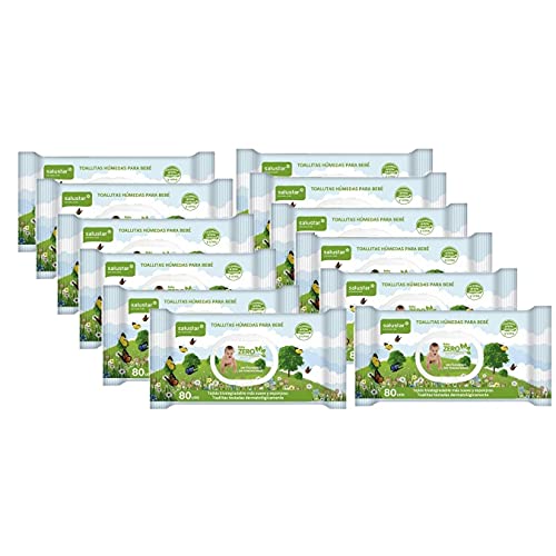 Pack 12 x Toallitas infantiles biodegradables BabyZero Salustar 80 uds