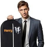 Personalized Garment bag for Business - Embroidered Name Black Bag for Clothes, Suites With 2 Mesh Pockets for Lawyer, Travel- Ideal for Business Travel, Custom Men Suit Cover Bag with Carry Handle