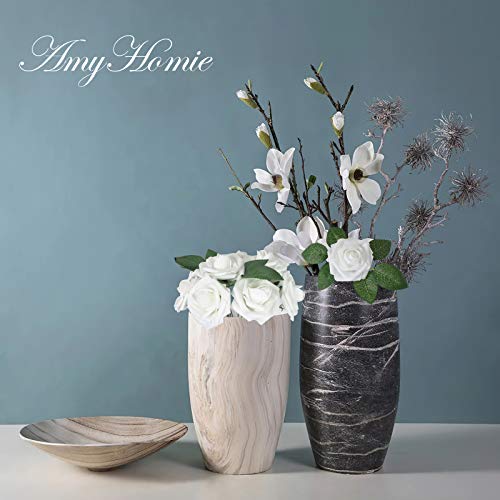 Amyhomie White And Yellow Rose 25Pcs Real Looking Fake Roses W/Stem For Diy Wedding Bouquets Centerpieces Arrangements Party Baby Shower Home Decorations #TOP1