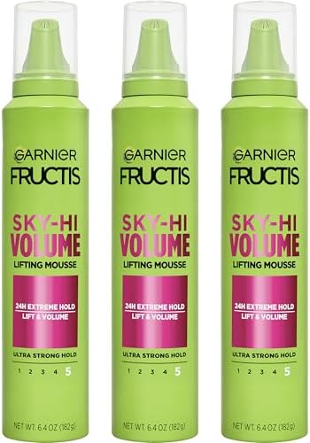 Garnier Fructis Style Sky-Hi Volume Mousse, Extreme Hold, 6.4 Oz, 3 Count (Packaging May Vary)