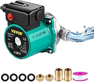 VEVOR Hot Water Recirculating Pump, 93W, 110V Water Circulator Pump, Circulation Pump, 3/4″ G Thread to 1/2″ NPT Brass Adapter, Stainless Steel Head, 3 Speed Control for Electric Water Heater System