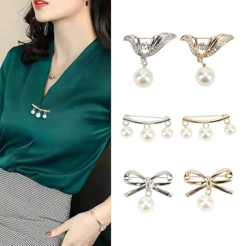 Image of Pearl Brooch, 18Pcs Women Brooch Pins Faux Pearl Pins Sweater Shawl Pins Clips Neckline Safety Clothing Dresses Decoration