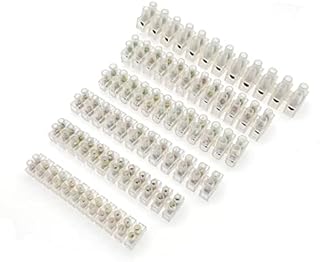 JZK Electrical connector block strips, 3A 6A 10A 15A 20A 30A, dual rows 12 way transparent screw terminal block, 12 position wire connector, electrical terminal blocks