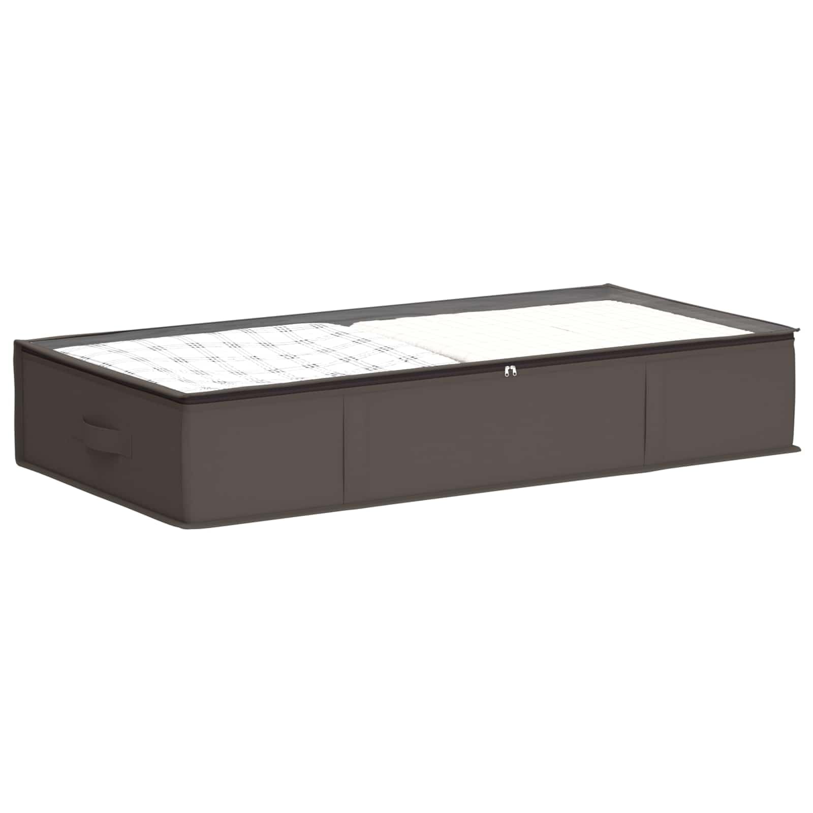Contenitore grigio in tessuto non tessuto con finestra superiore trasparente, 100 x 50 x 18 cm, pieghevole, per vestiti, armadio, ufficio, cucina, bagno, salvaspazio, aiuto per l'ordine