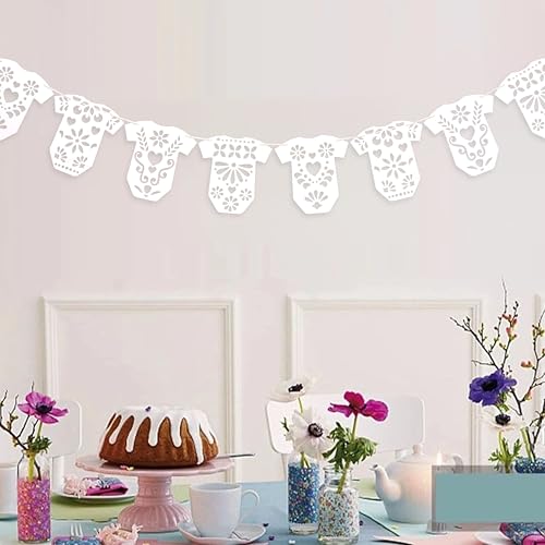Papel Picado Baby Shower Garland - Lace Baby Onesie Banner, Fiesta Garland Decorations for Gender Neutral Party, Baby Shower Party Decor by Agkvw - Image 4