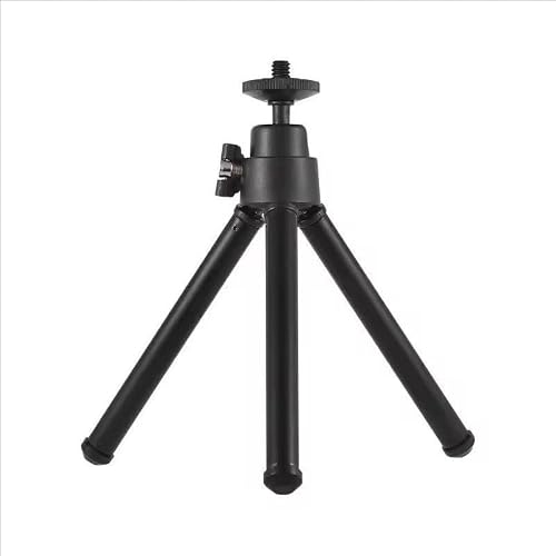 SAKINU Mini Camera Tripod, Aluminium Alloy, 9.5-15.5cm Height, 360-Degree Rotation, 1/4" Interface, for Mini Projectors and Cameras, Black