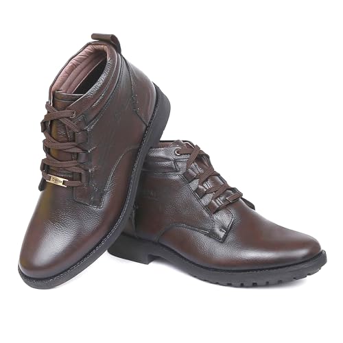 Image of Zoom Shoes A-4691 Men's Genuine Leather High Ankle Boots | Stylish Lace-Up Design | Cushioned Insole for Comfort | Durable & Trendy for Everyday Wear