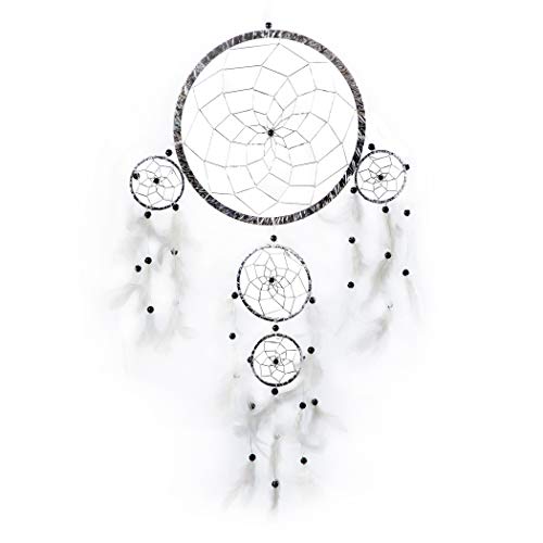 Pink Pineapple Grand Attrape Rêve Holographique Dreamcatcher Indien à Perles & à Plumes Fait Main - Capteur de Rêves Multicolore, Artisanal - Format Large 22 cm de Diamètre, 60 cm de Longueur Cover