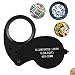 Beileshi 40X Magnification Loupe Jewelry Magnifier Folding Glass Lens + Full Metal Magnifying Loop LED Magnifier (Black)