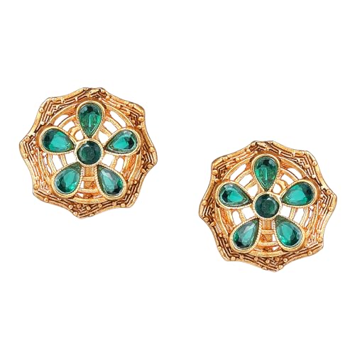 Image of Estele Elegant Flower CZ Stud Earrings with Matte Finish for Women