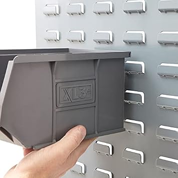 BiGDUG Plastic Parts Bins - Stackable or Wall Mounted Storage Boxes Garage Organiser - Pack of 10 - 175H x 200W x 355D mm - Blue