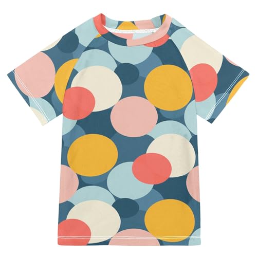 Circle Deep Blue Girl Bathing Suit Short Sleeves Basketball Tshirt Swimwear Beach Tops 3T