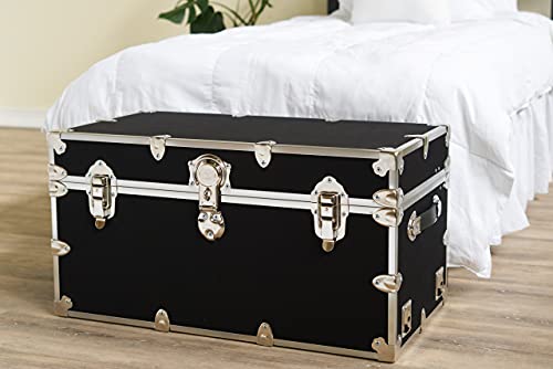 Rhino Trunk & Case Dorm Armor Trunk With Removable Wheels, College, Home & Office Storage 35"X17"X17" (Black) #TOP7