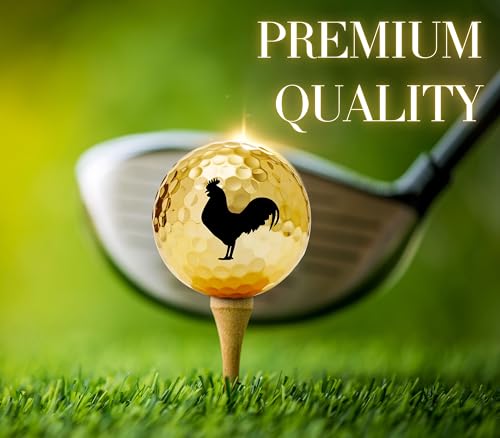 CybGene Chicken Golf Gifts for Rooster Lovers, Farmers Men/Women, Rooster Chicken Themed Golf Balls Set, Perfect for Male/Female on Birthday, Christmas - Gold by CybGene - Used condition - Image 5