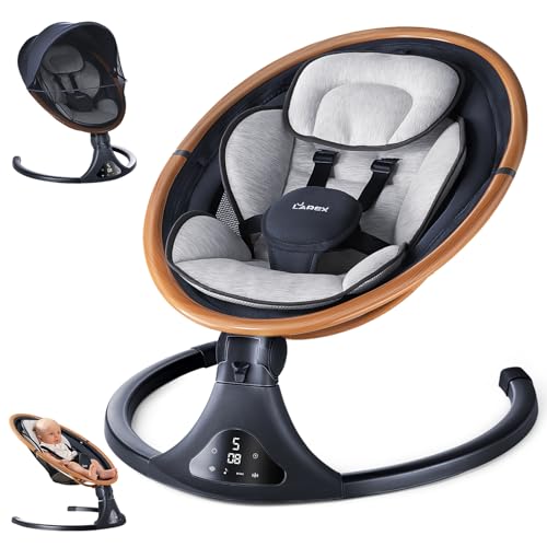 Image of LAREX Baby Swings to Toddler-Electric Infant Swing with Remote Control, Rocker with 5 Speeds, 5-Point Harness,3 Seat Positions (Gray)