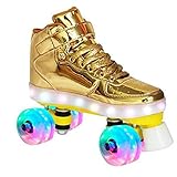 LETIAN Rollschuhe Für Damen, Hochwertige Canvas Rollschuhe, Rollschuhe Mit Leuchtenden PU-Rädern, Geeignet Für Jugendliche Und Erwachsene A,33