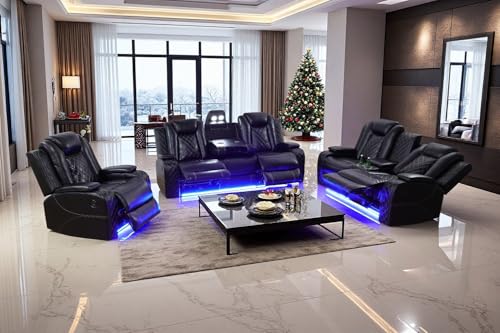 COSYMOOR 3-Piece Recliner Sofa Set with LED