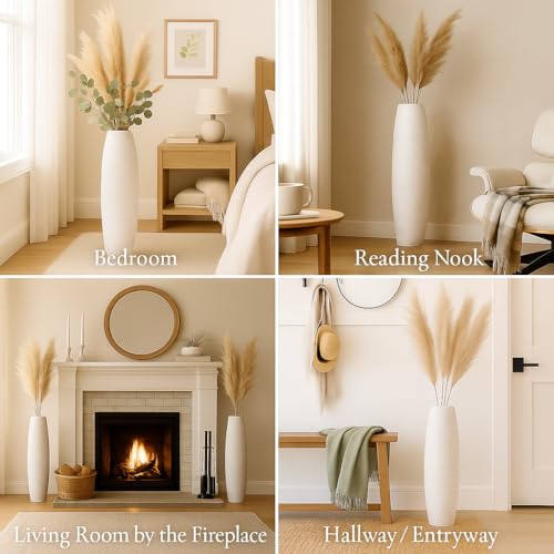 Image of Leewadee Large Floor Vase 34 inches Mango Wood for Pampas Grass, Dried Flowers