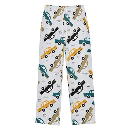 Cartoon Cars Hand Drawn Boys Pants for Kids Jogger Pants with Pockets S-XL