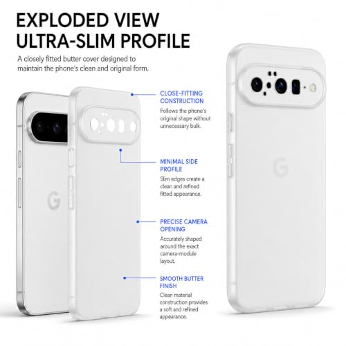 Image of FIRST MART Back Cover for Google Pixel 10 | Ultra-Thin Frosted Matte Semi-Transparent Silicone Case, Anti-Slip Grip, Precise Fit | White
