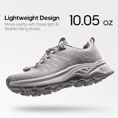 NORTIV 8 Women's Quick Laces Hiking Shoes Lightweight Walking Outdoors Trekking Trails Camping Casual Sneakers,Size 5.5,Light Purple,SNHS242W
