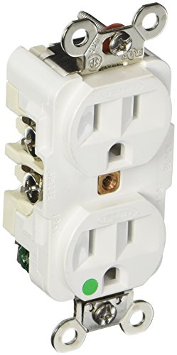 Hubbell HBL8200W Duplex Receptacle, Hospital Grade, 15 amp, 125V, 5-15R, White