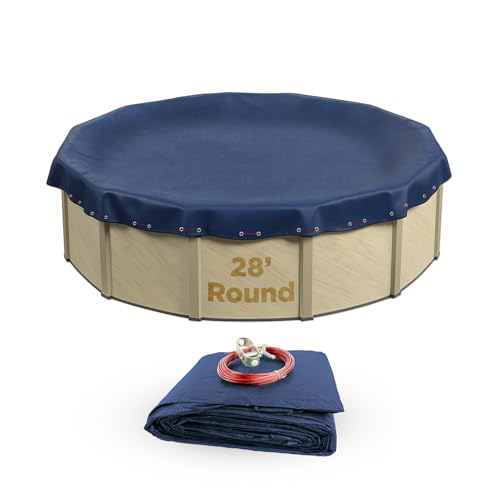 Buffalo Blizzard Deluxe 28 ft Round Winter Pool Cover | Blue/Black Heavy Duty Cover for Closing Above Ground Swimming Pools | Easy to Install | Cold & UV Resistant | Shields from Seasonal Debris