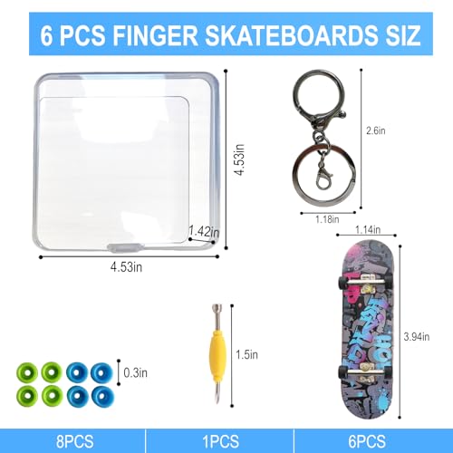 6 PCS Professional Shallow Concave Fingerboard Set, Mini Finger Skateboards Starter Kit, Finger Sports Party Favors Novelty Gift(Classic Edition)