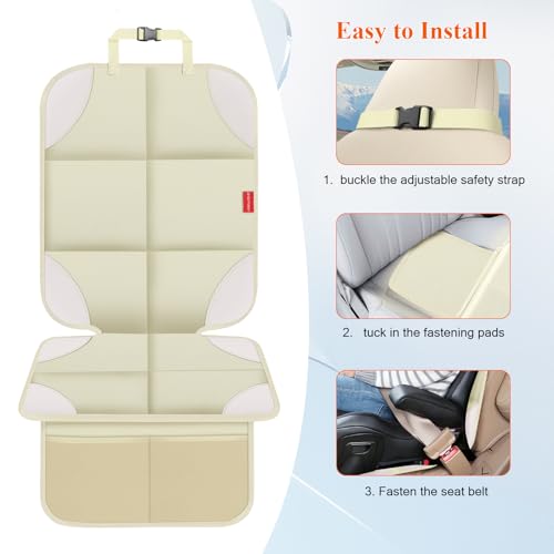 Image of 600D Fabric Auto Seat Protector with Thick Padding, Non-Slip Backing, Mesh Storage Pockets, Waterproof Car Seat Covers for SUV, Sedan, Truck