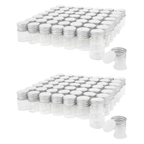 5ml Glass Vials with Screw Caps and Plastic Stoppers, Small Clear Liquid Sample Vial, Leak-Proof Vial, 100PCS Cover